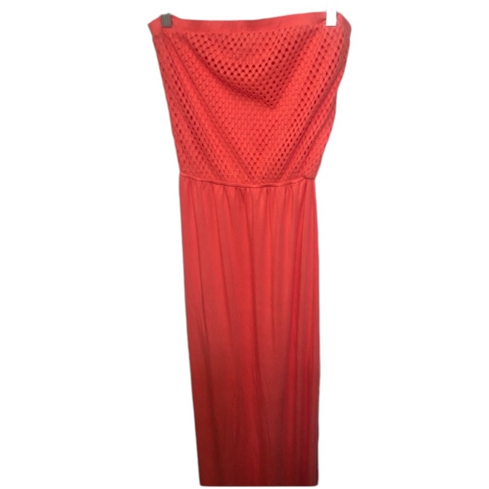 Tart size Medium coral strapless Maxi lined with mini dress NWOT